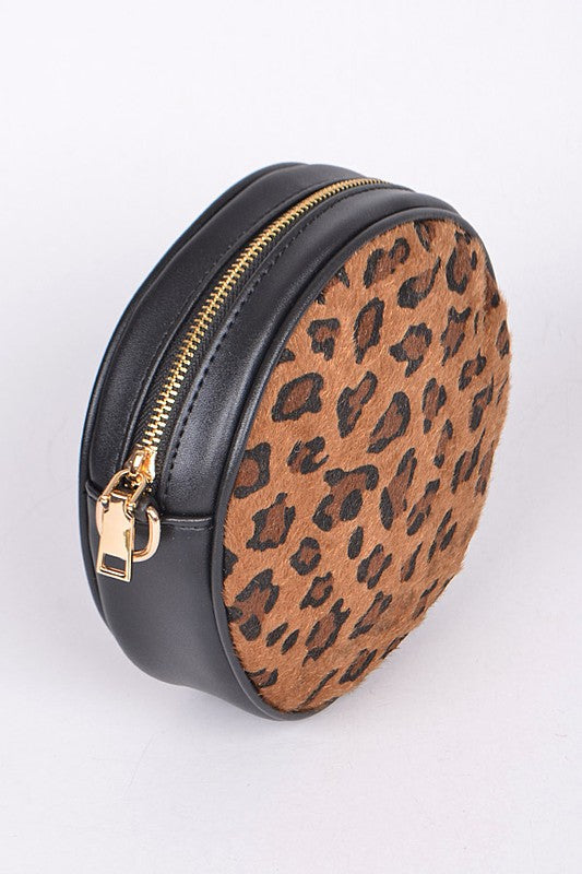 Round Animal Print Crossbody Bag