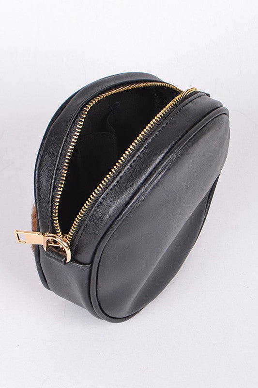 Round Animal Print Crossbody Bag