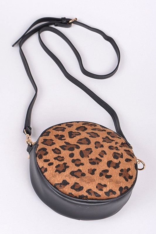 Round Animal Print Crossbody Bag