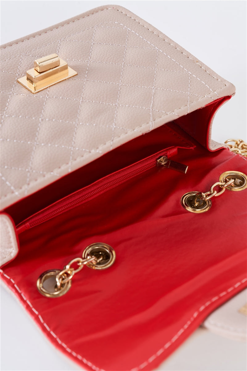 Bolso Nude Acolchado con Cadena Dorada