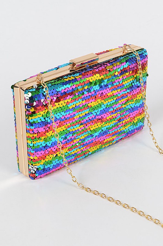 Sequin Clutch - Rainbow