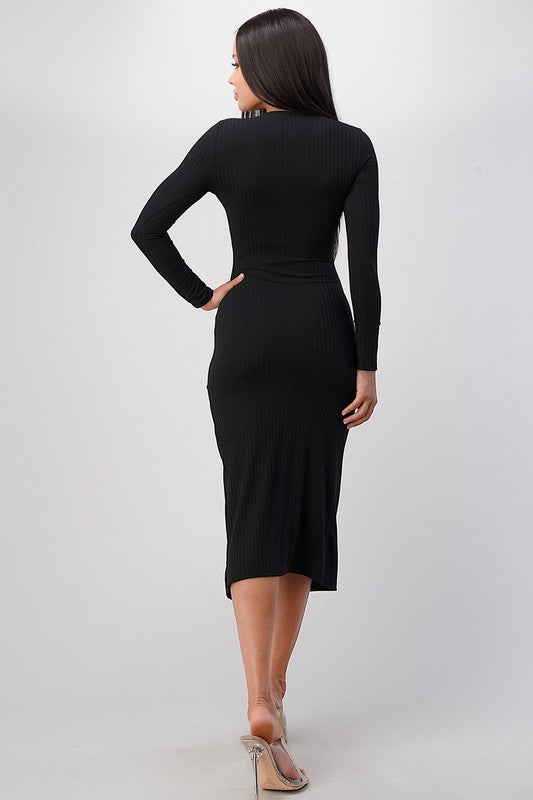 Side Slit Ribbed Dress