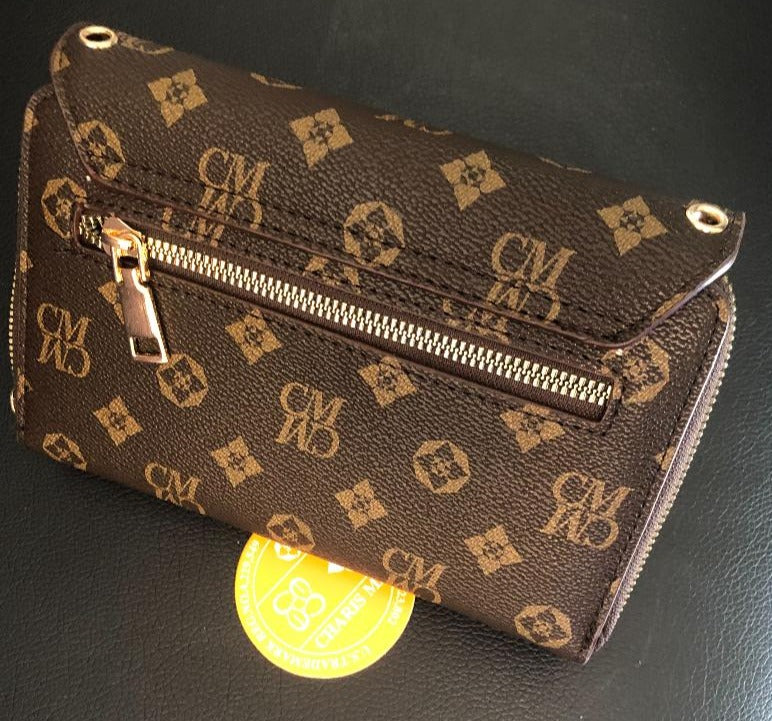 Monogrammed Crossbody Clutch Wallet