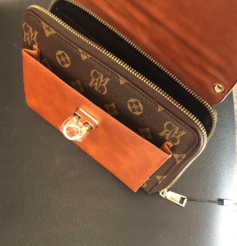 Monogrammed Crossbody Clutch Wallet