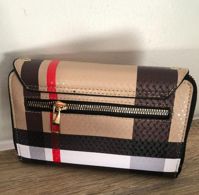 Plaid Check Crossbody Clutch Wallet