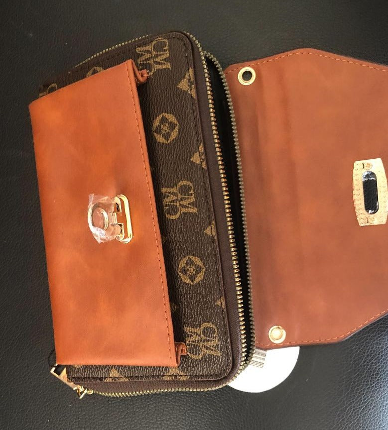 Monogrammed Crossbody Clutch Wallet