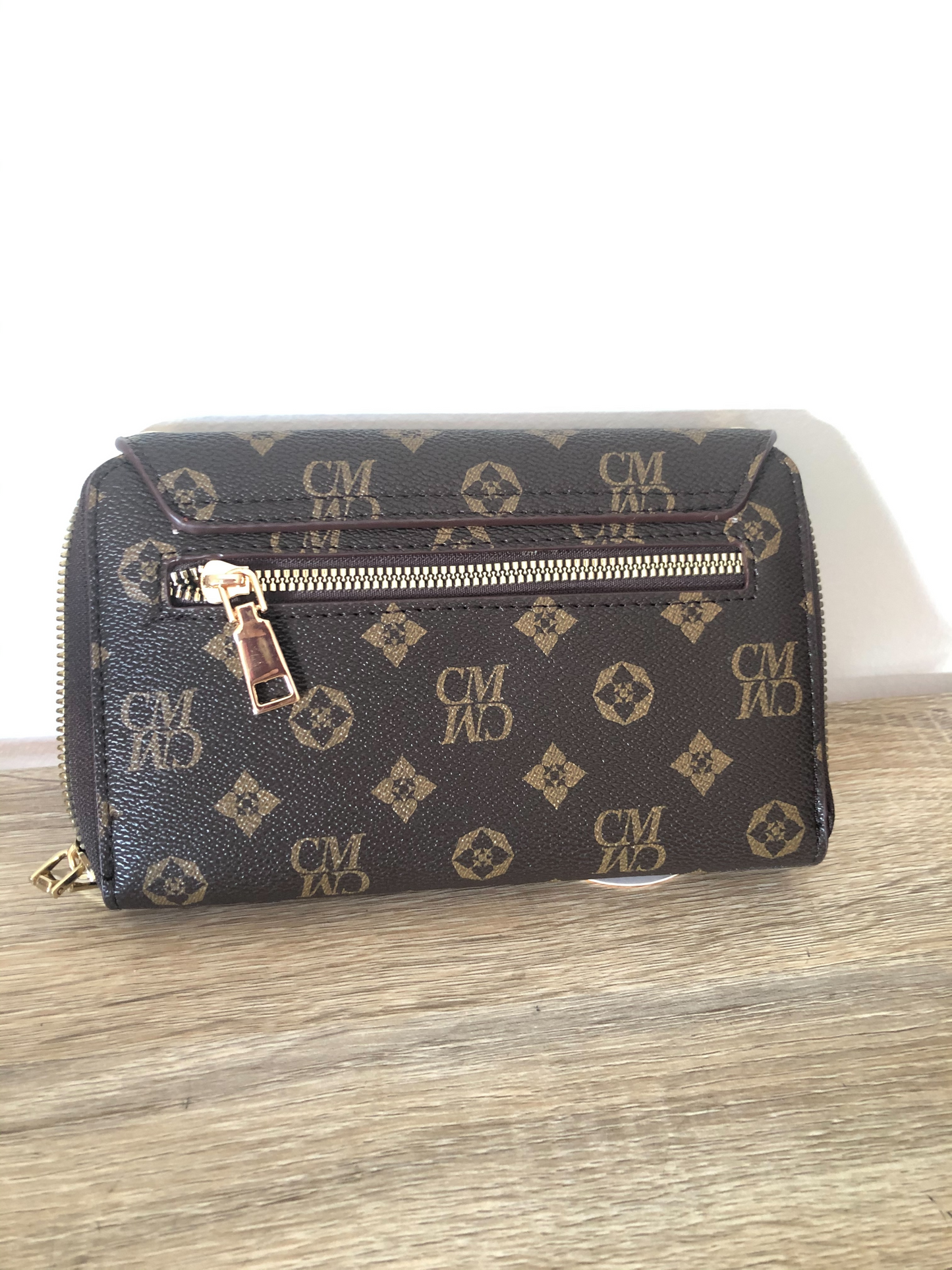 Monogrammed Crossbody Clutch Wallet