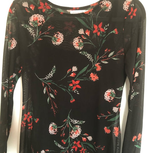 Black sheer floral dress - thrift