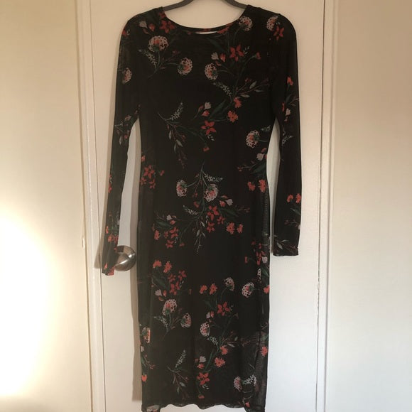 Black Sheer Floral Dress