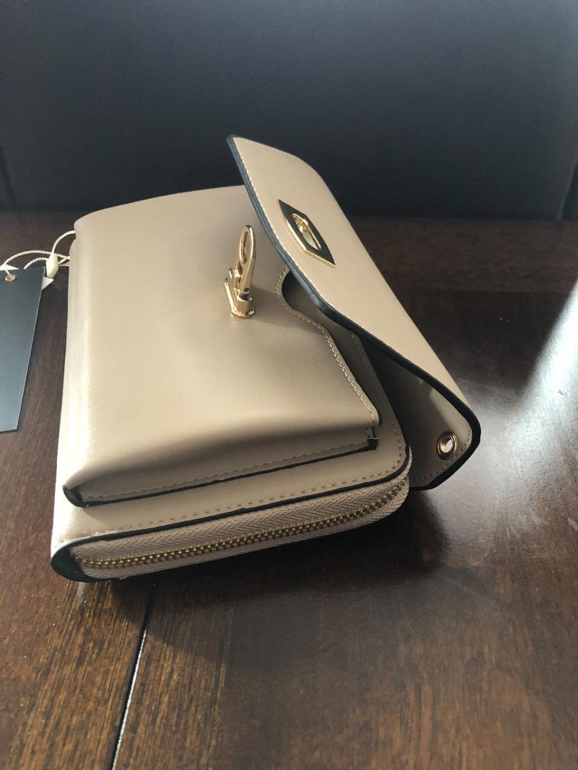 Taupe Crossbody Wallet Clutch