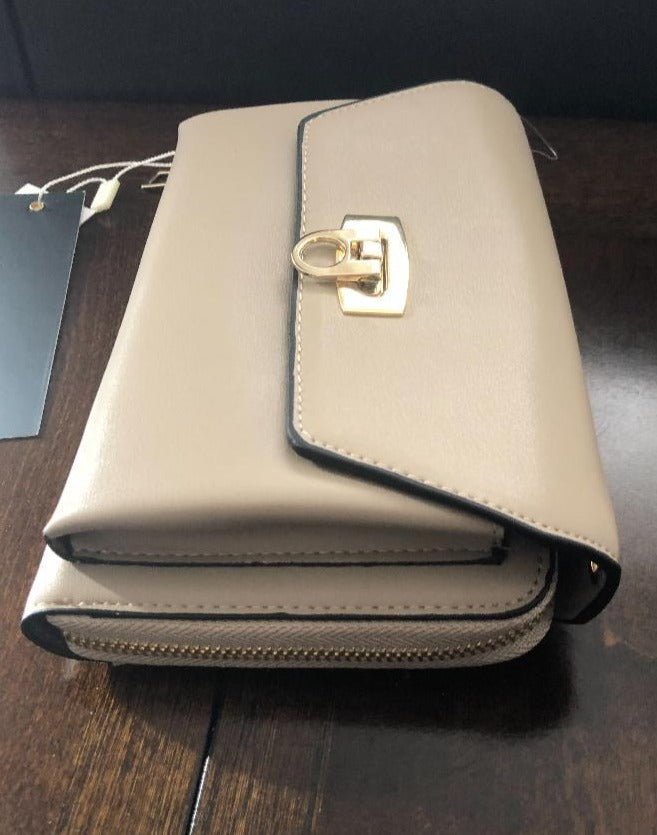 Taupe Crossbody Wallet Clutch