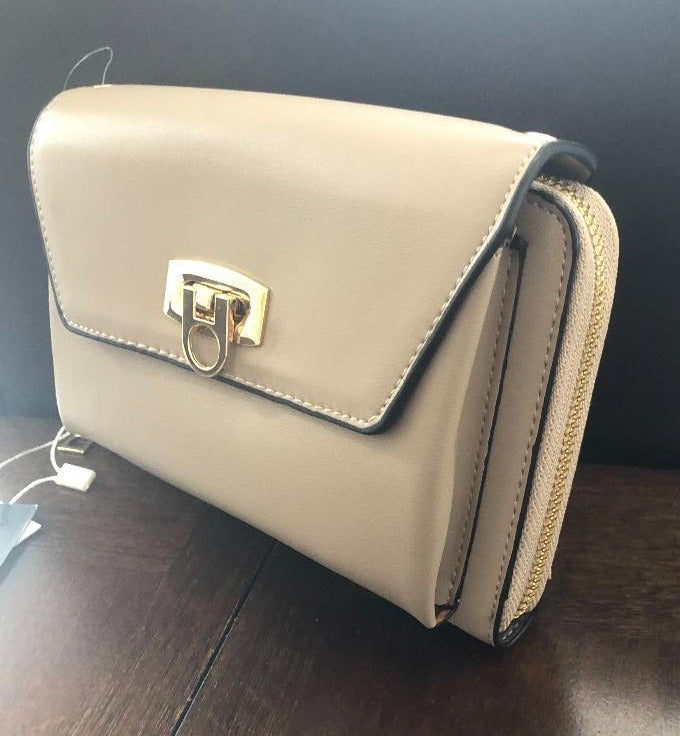 Taupe Crossbody Wallet Clutch